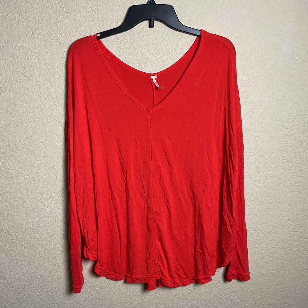 Free People Womens XS Long-sleeve Moonshineβ Tunic Flowy V-Neck Top Love Glare